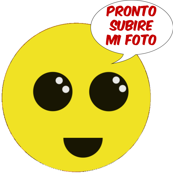 Carita feliz amarilla, con una burbuja de texto que dice -Pronto subire mi foto-.